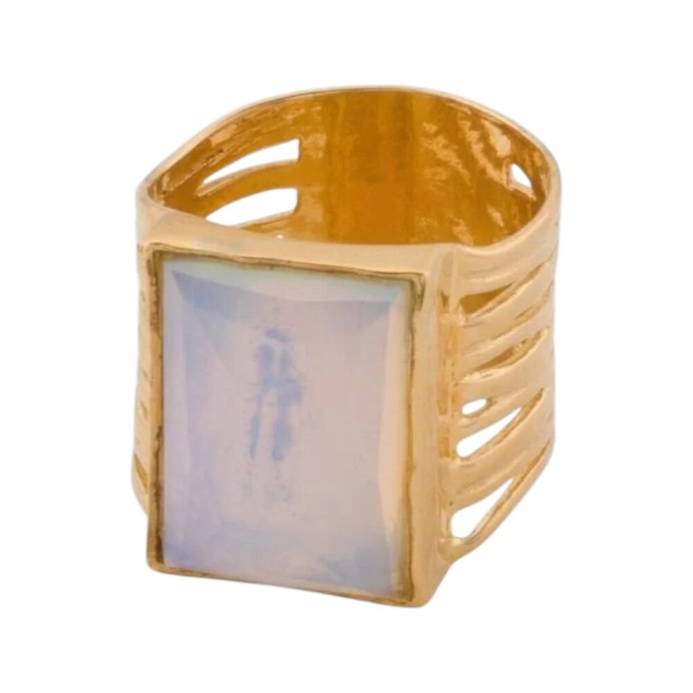 NOA ZUMAN Made In Israel 14kt Gold Plated Sterling Silver Opalite Ring